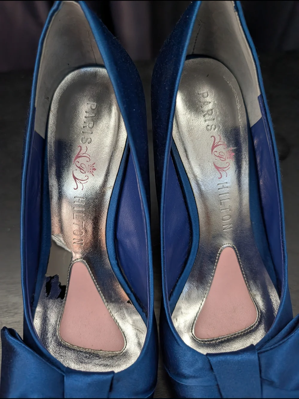 Paris Hilton Satin Platform Peep-Toe Wedge Heels with Bow
